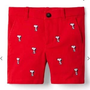 NWOT Janie and‎ Jack Sz 18-24 Mo Snoopy Embroidered Twill Shorts in Red Heart